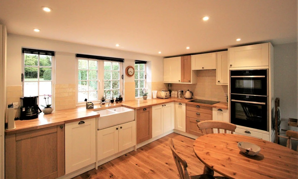 Loads of workspace for preparing dinner and a double oven to prepare it with!