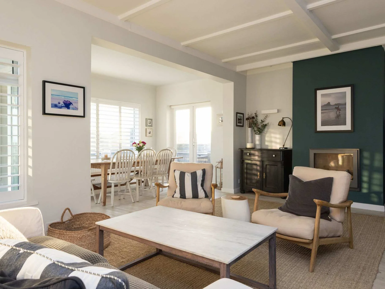 The small family lounge has a smart TV & fireplace.