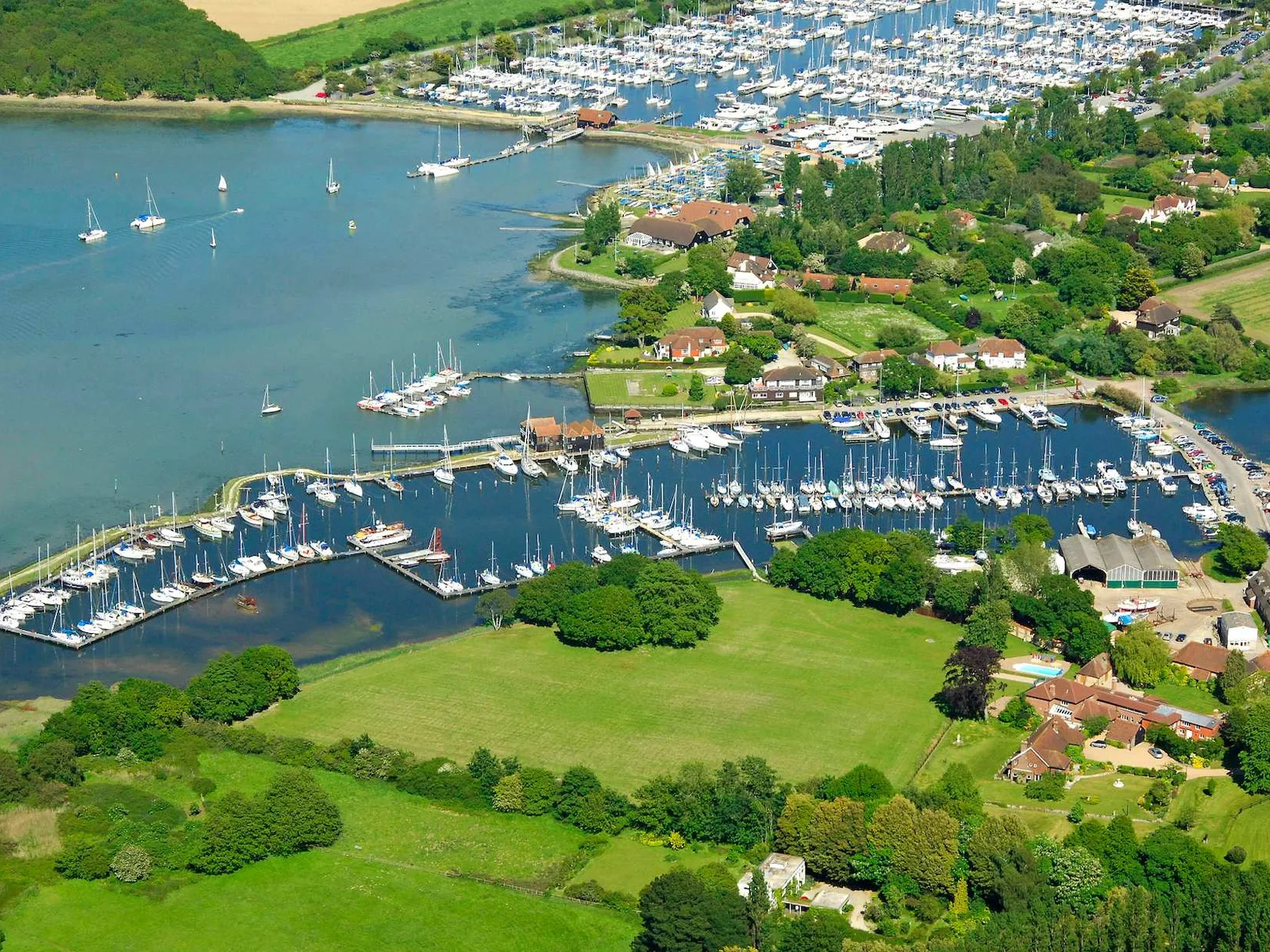 Birdham Pool from the air, the house is just off picture on the upper right hand side