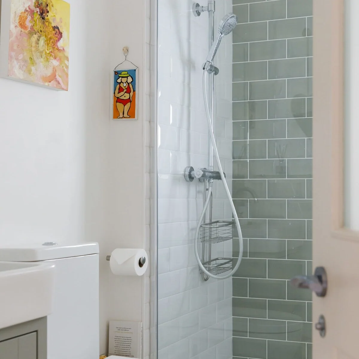 There is a downstairs shower room with sink and WC.