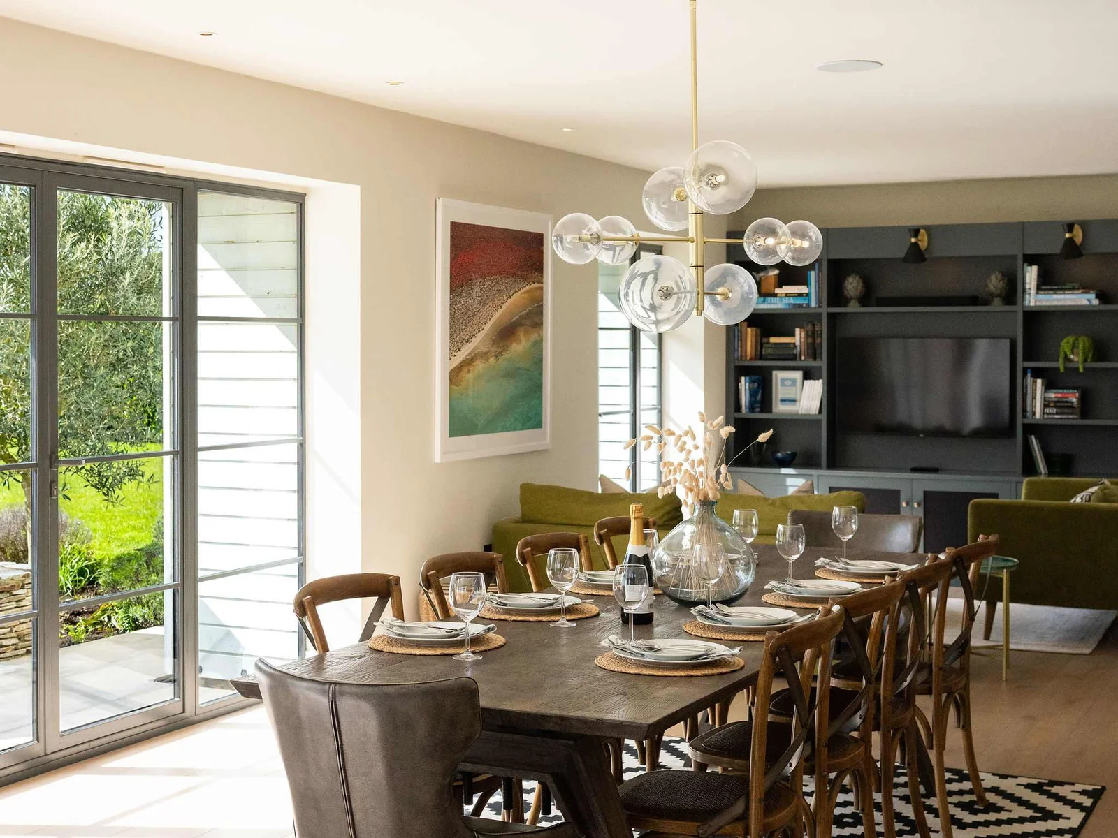 Large dining table perfect for gathering the group and enjoying memorable meals together.
