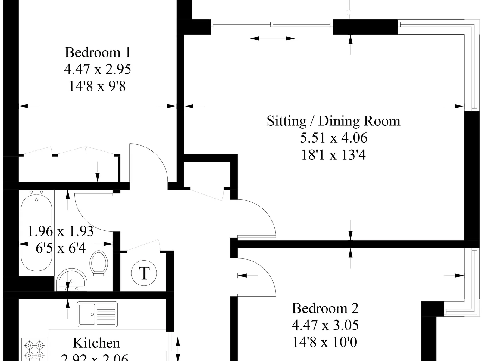 Floor plan so you can choose your room! Both bedrooms have sea views!