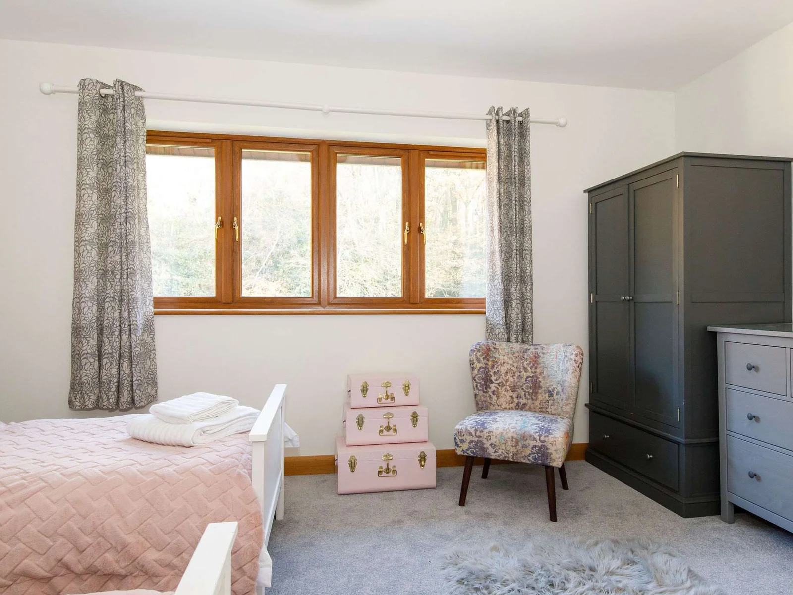 The bedroom has a wardrobe and plenty of draws to unpack your belongings.