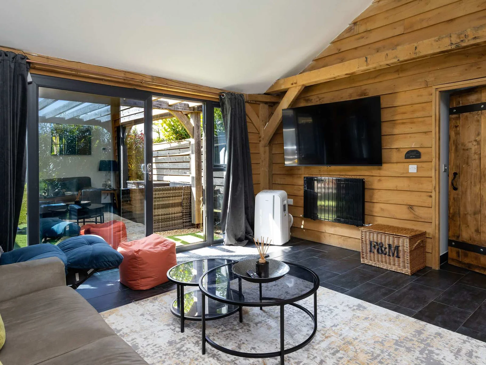 Enjoy seamless indoor-outdoor living with large doors opening to the private courtyard.