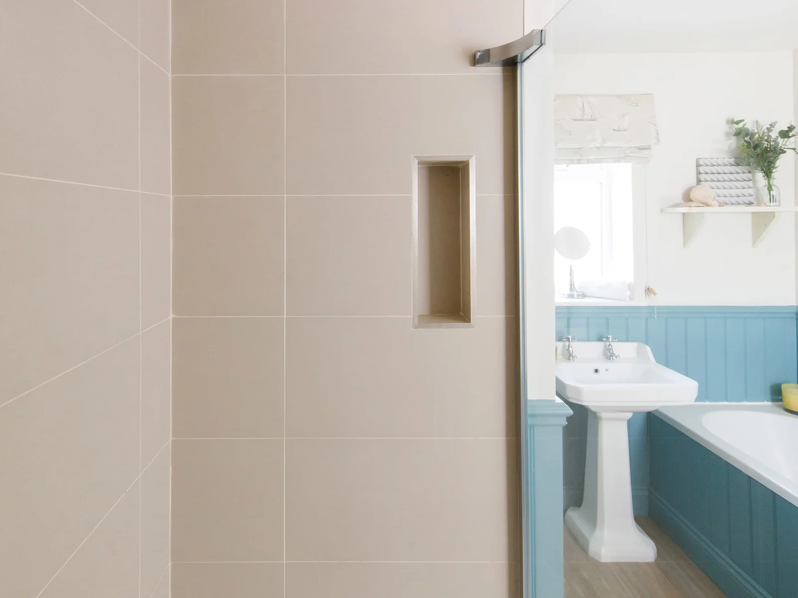 You'll find a large separate shower in the downstairs bathroom.