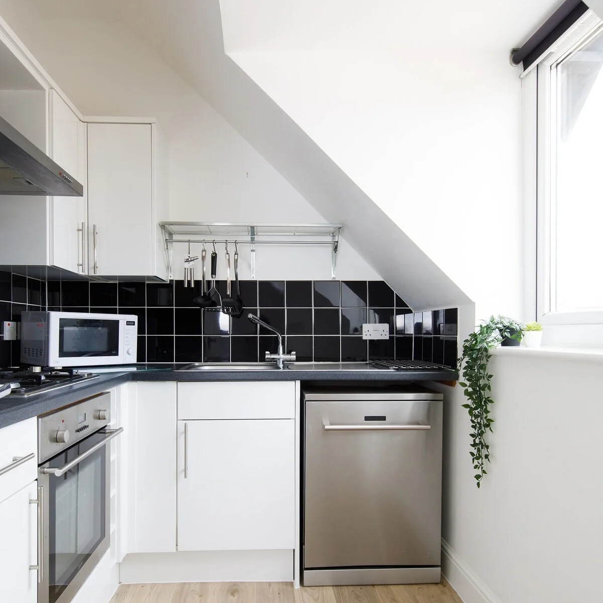 Includes an oven, dishwasher and microwave