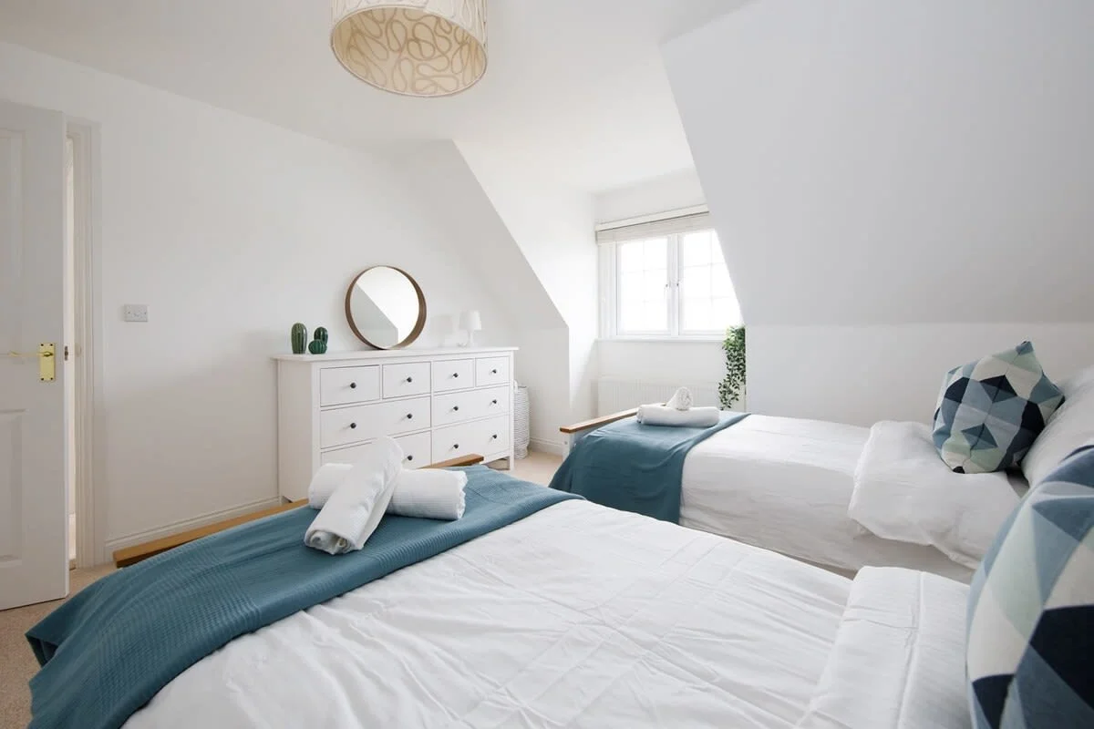 The interior is light and crisp throughout the home.
