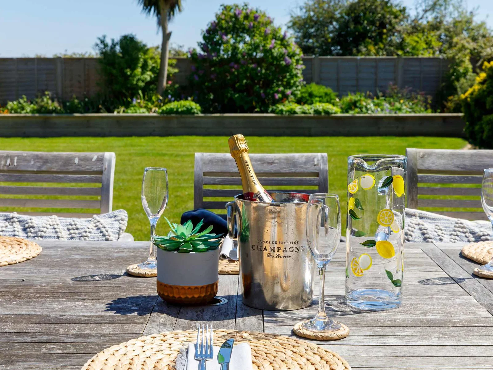 Celebrate your stay with fizz in the garden, perfect for special occasions or a relaxing getaway.