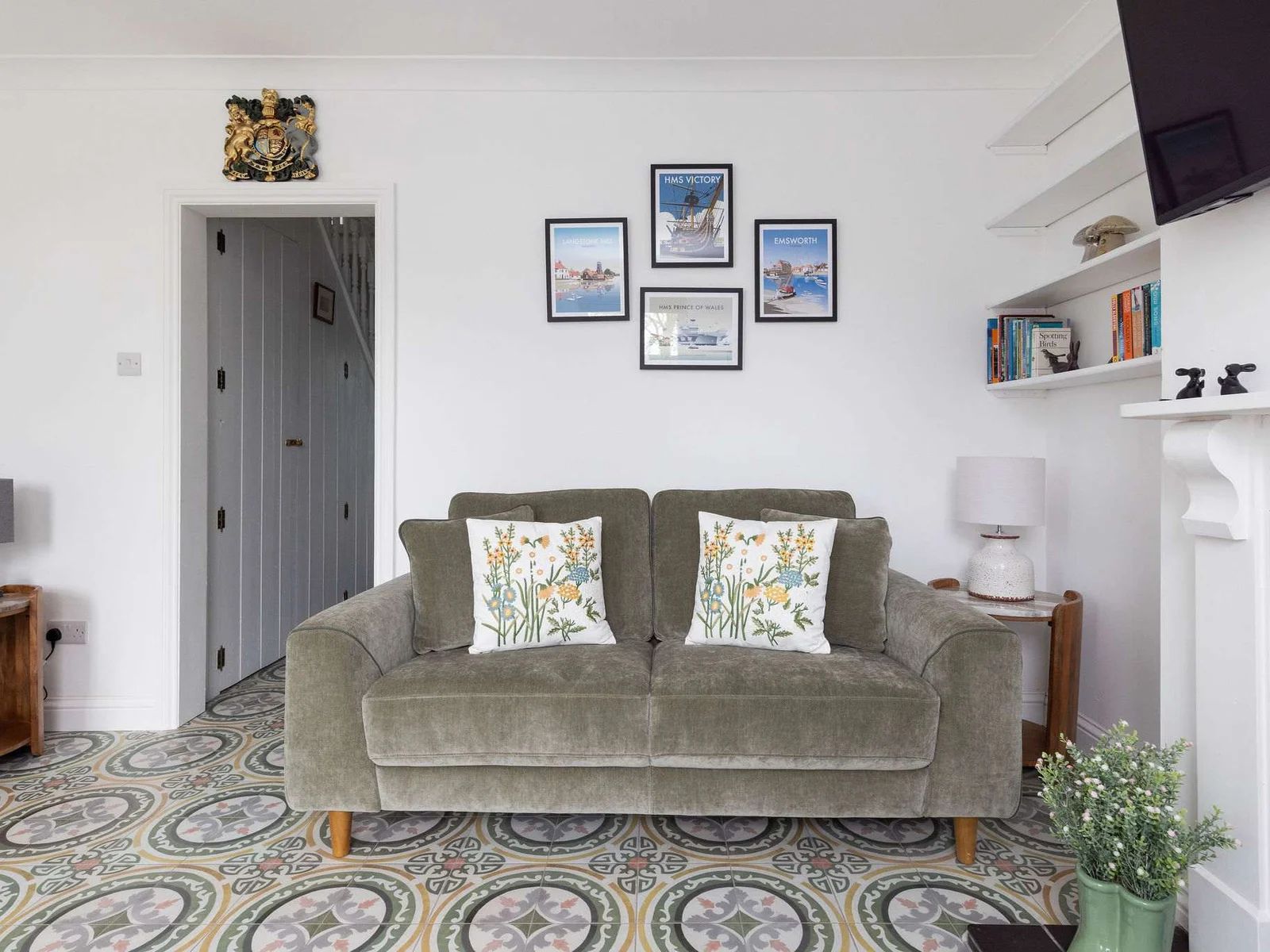 Unwind on the comfy sofa after a coastal walk.
