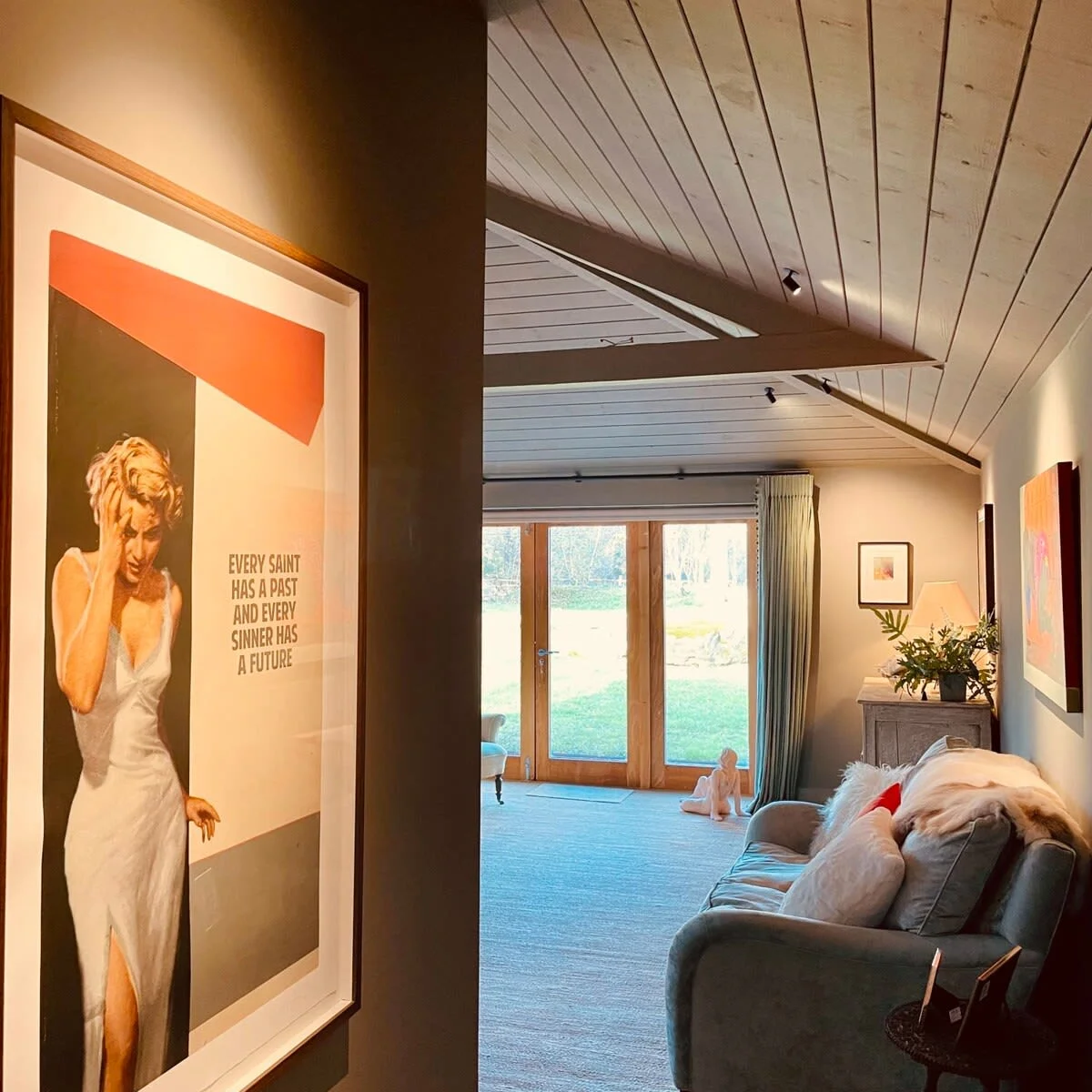 The master bedroom looks out to the expansive garden.