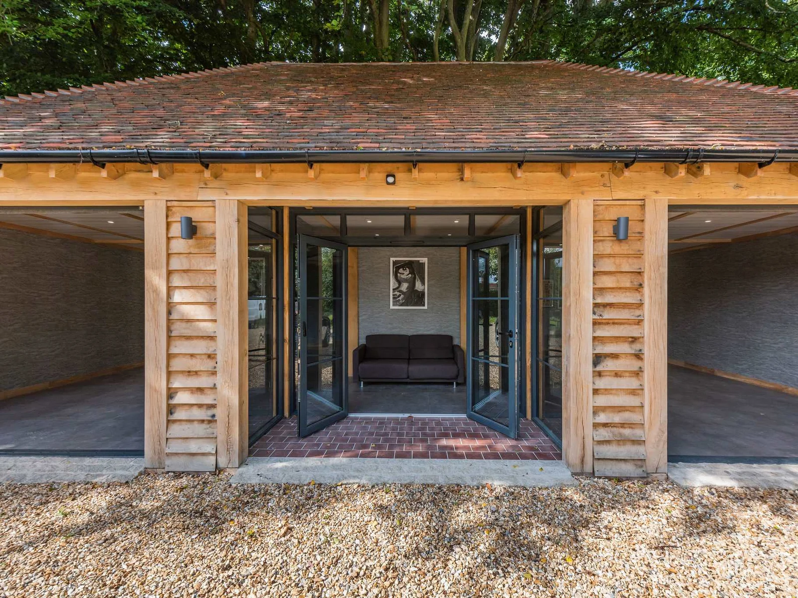 Double garage plus work area and carport