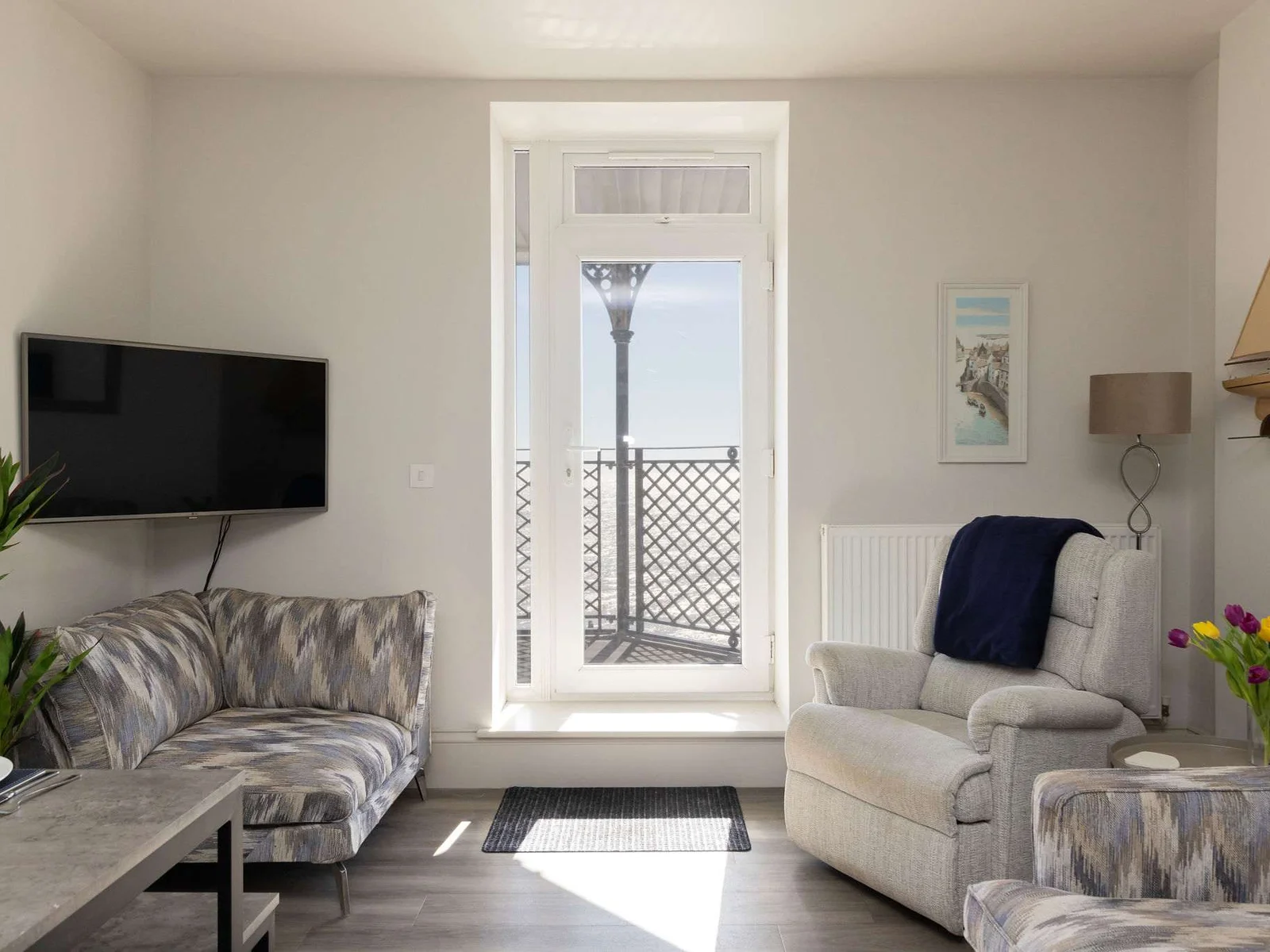 Bright, comfortable interiors create a welcoming space to unwind beside the sea.