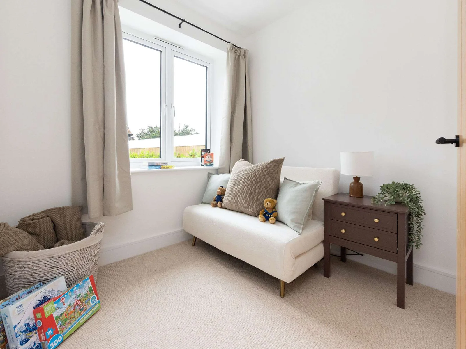 Cosy seating area with natural light and countryside views
