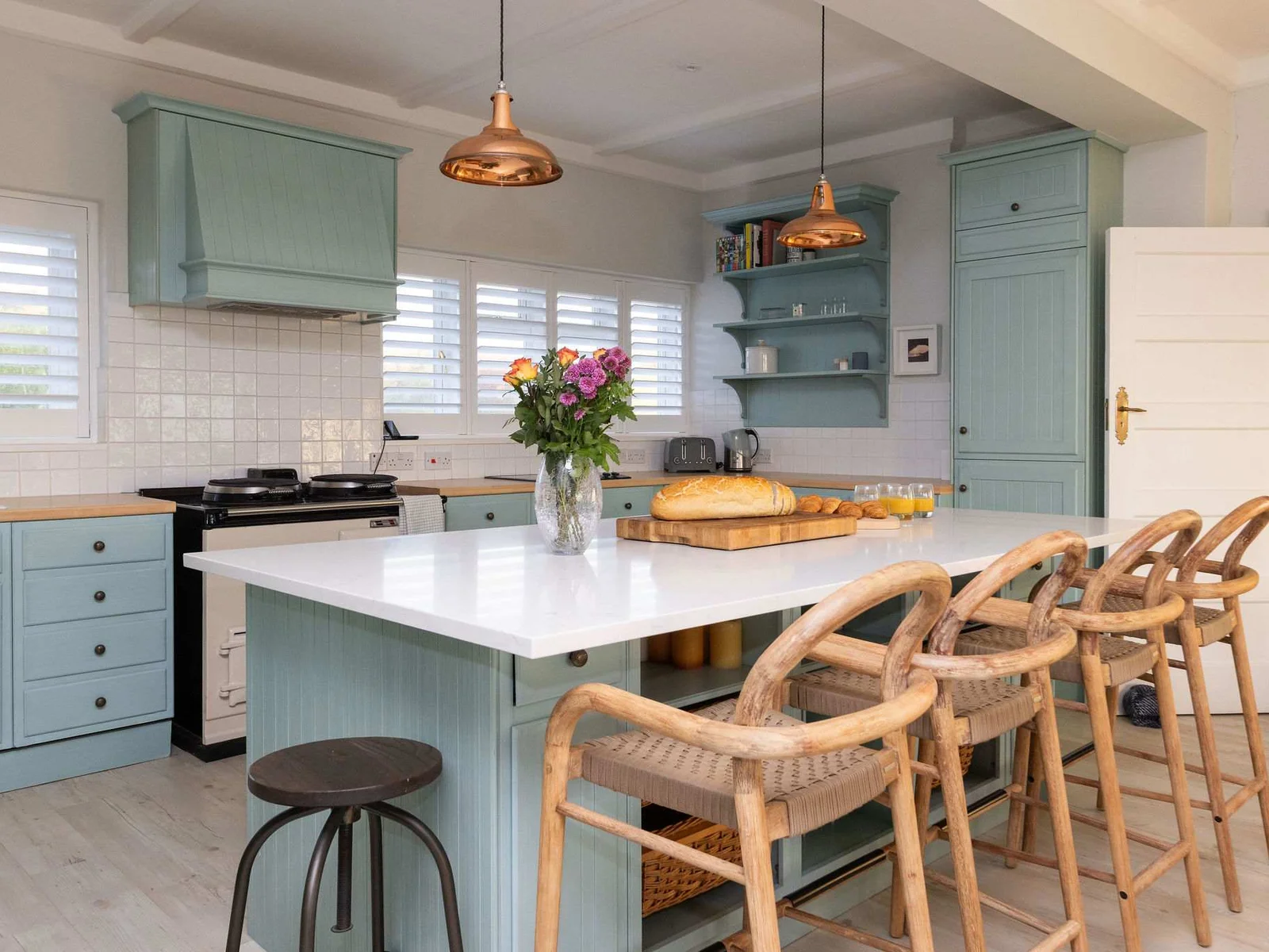 Enjoy your morning coffee at the breakfast bar with seating for four.