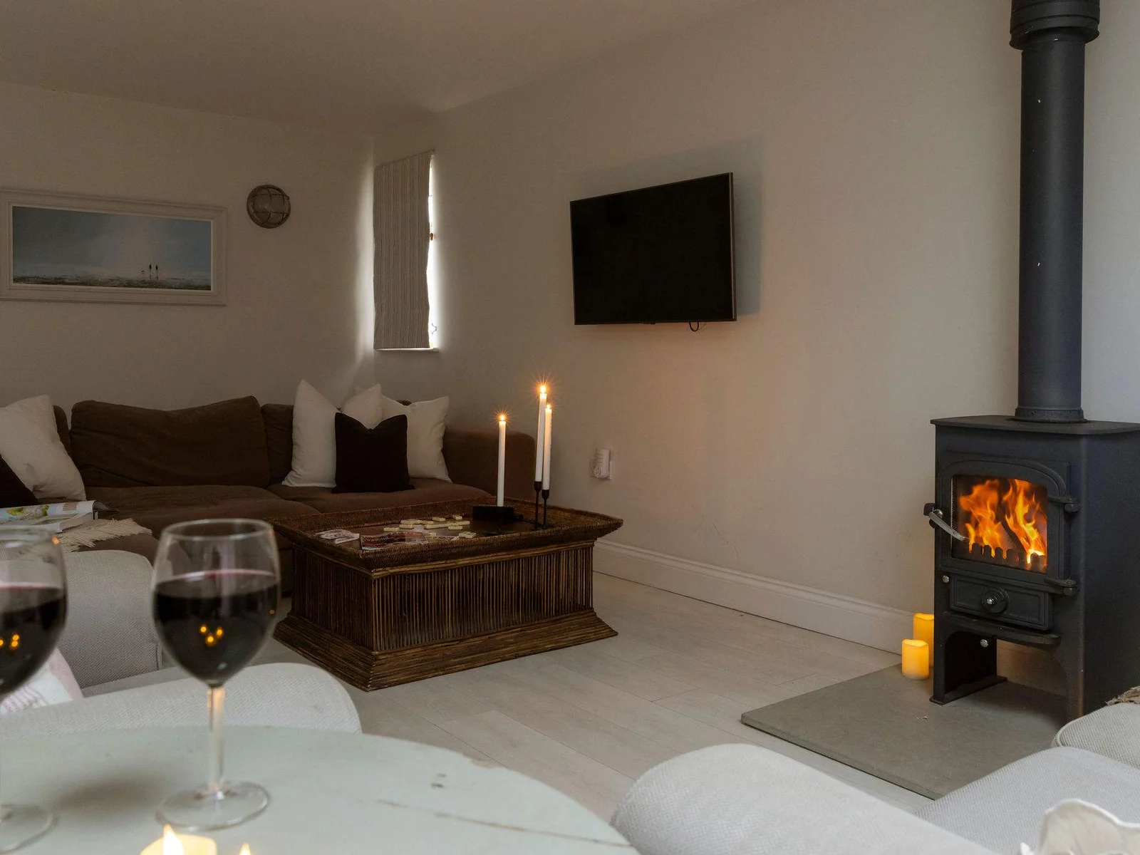 The home has a log burner for guests who visit during the colder months.