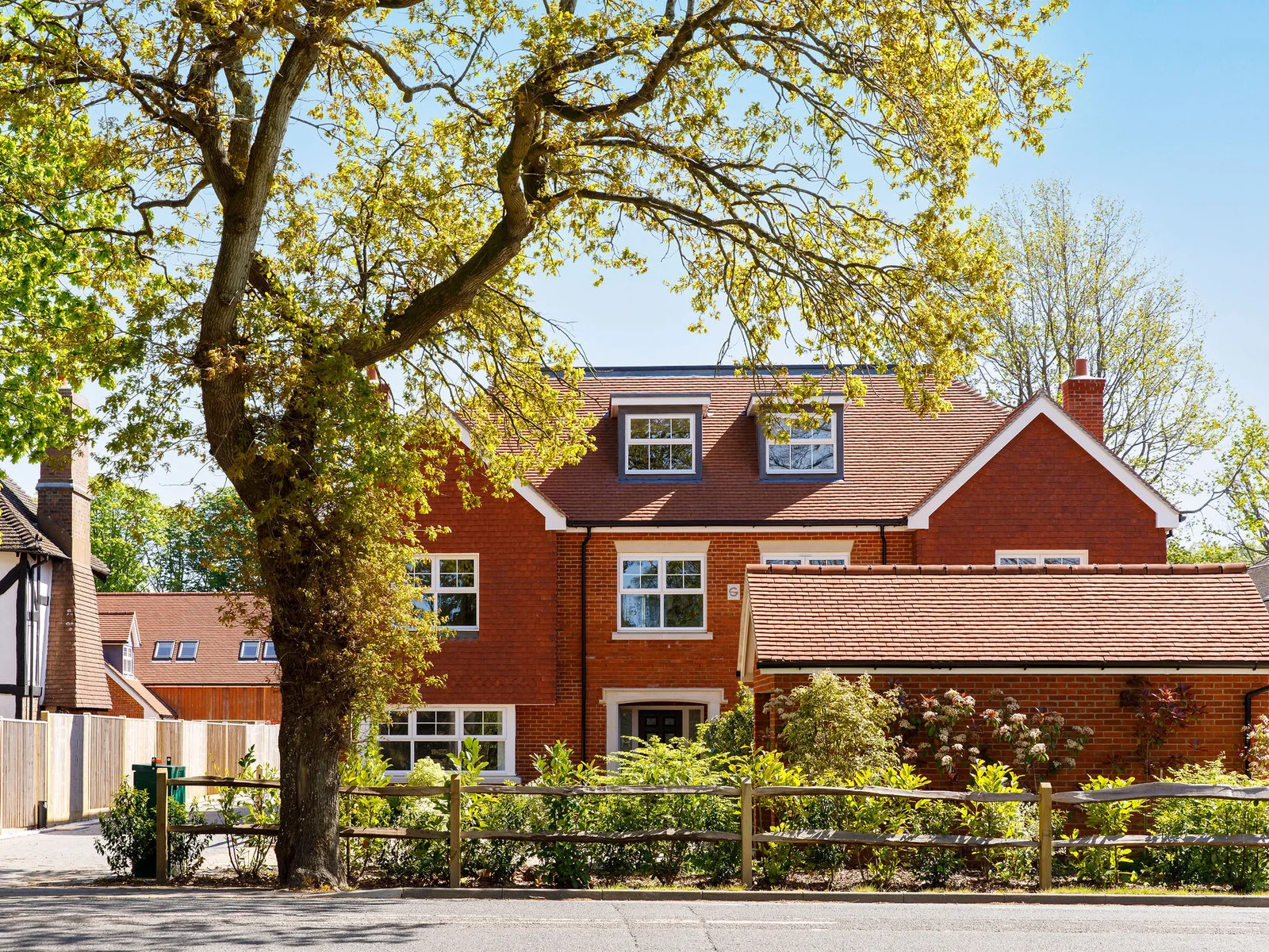 The home is set along a leafy suburban area north of Chichester.