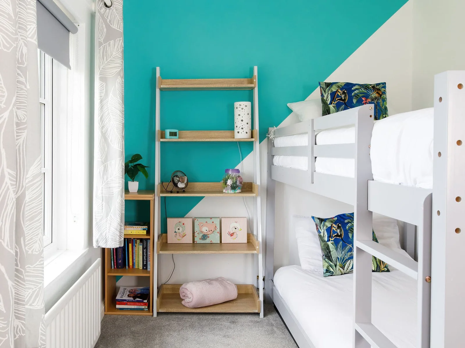 Children will love sharing this bunk room.