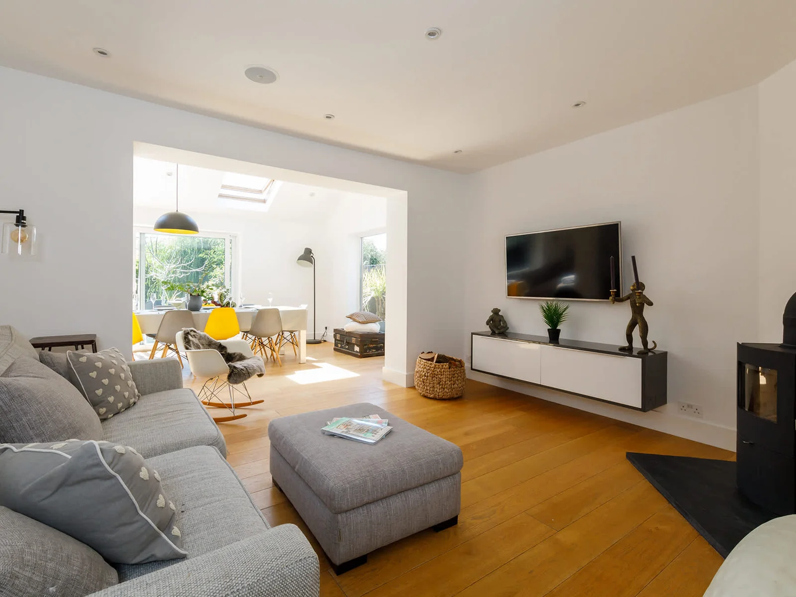 The second tv room with a Nintendo Wii and Log Burner