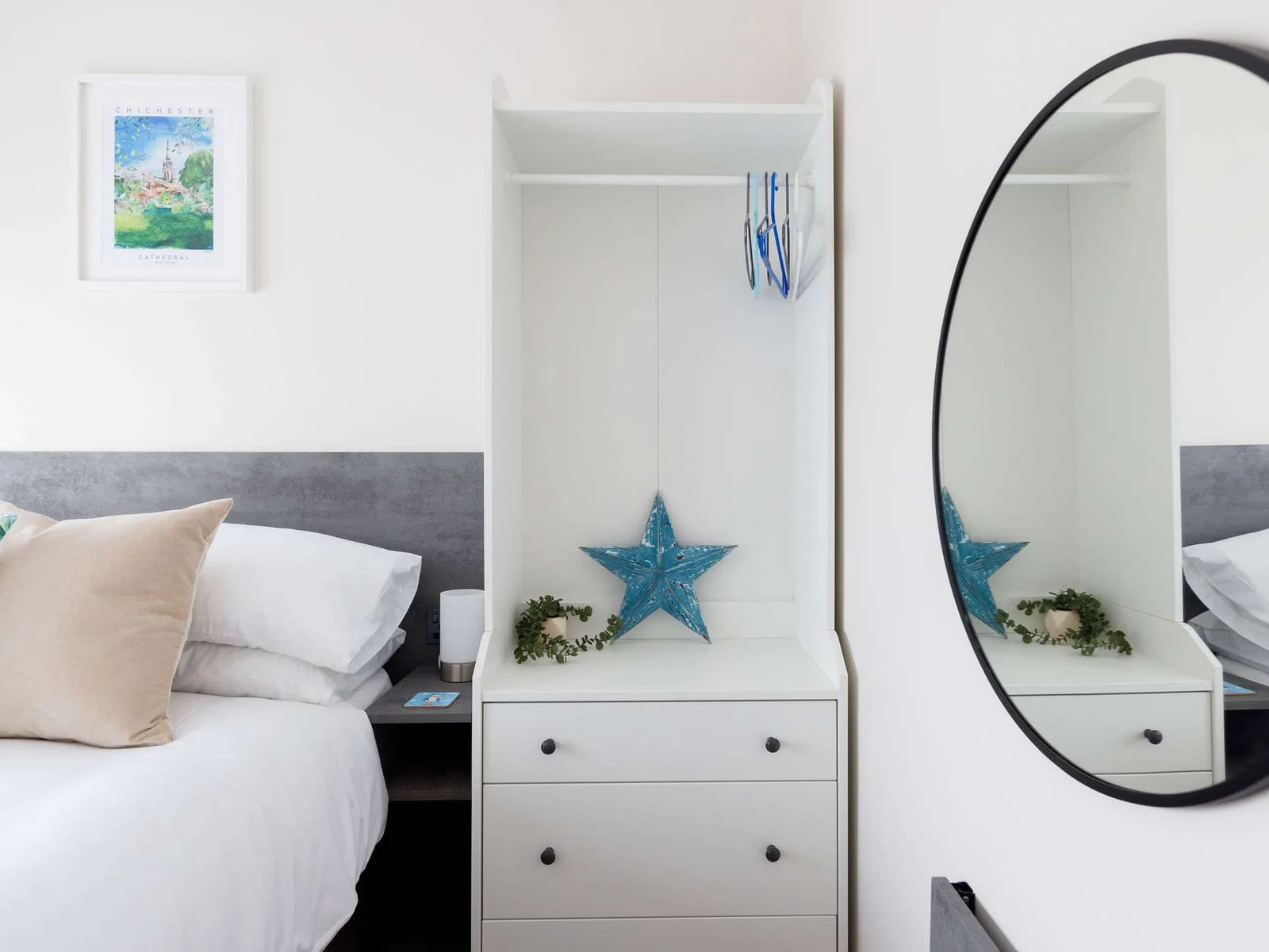 There is ample draw and hanging space.