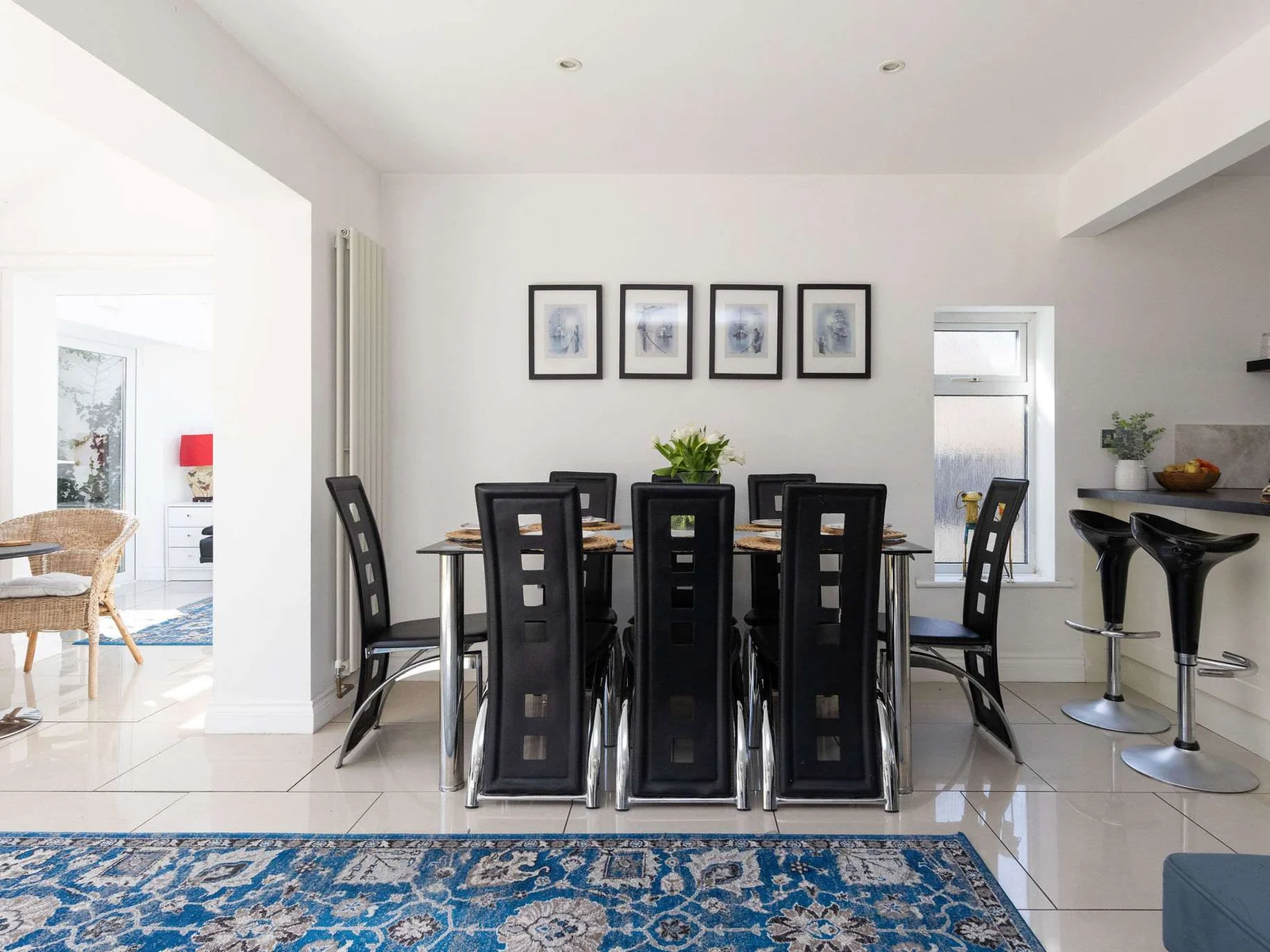 Enjoy meals together in the spacious dining area of this bright family getaway.