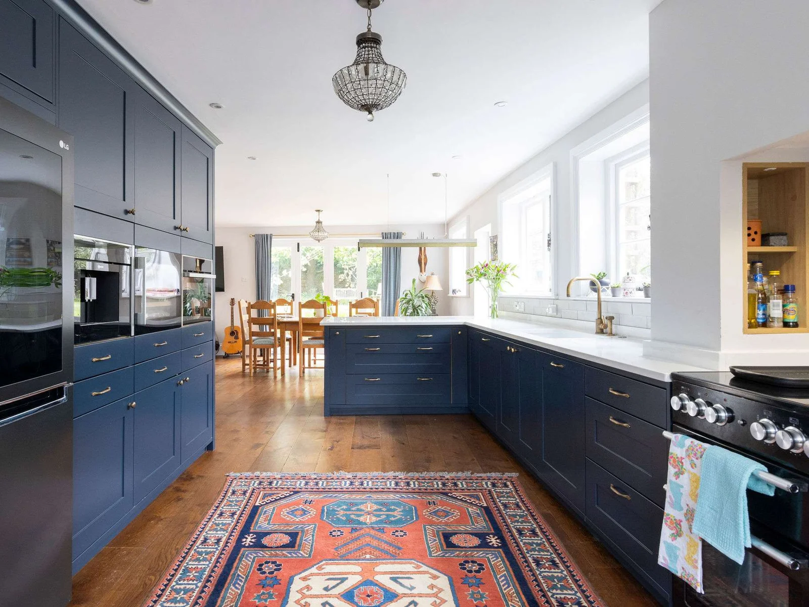 A charming kitchen corner with farmhouse-style fixtures and a warm aesthetic