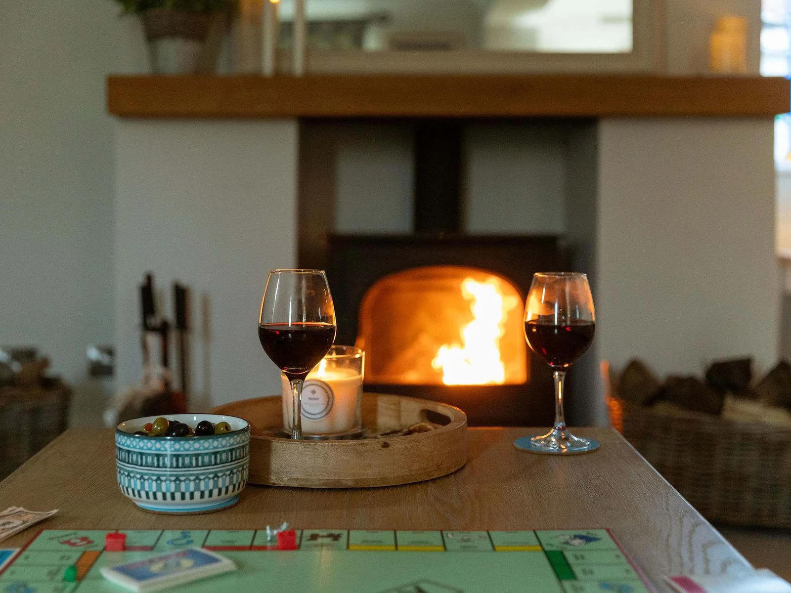 Light the log burner during colder months and enjoy a glass of wine and board game by the fire.