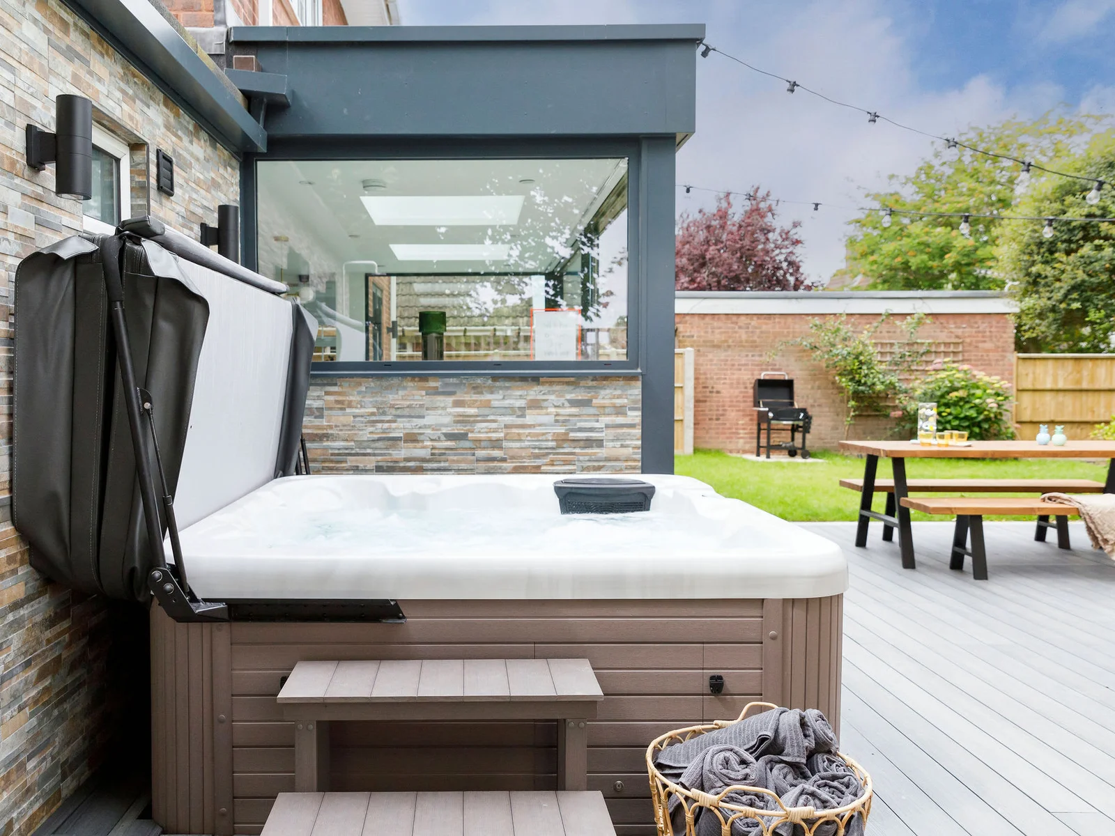 See in the day at our brand new hot tub!
