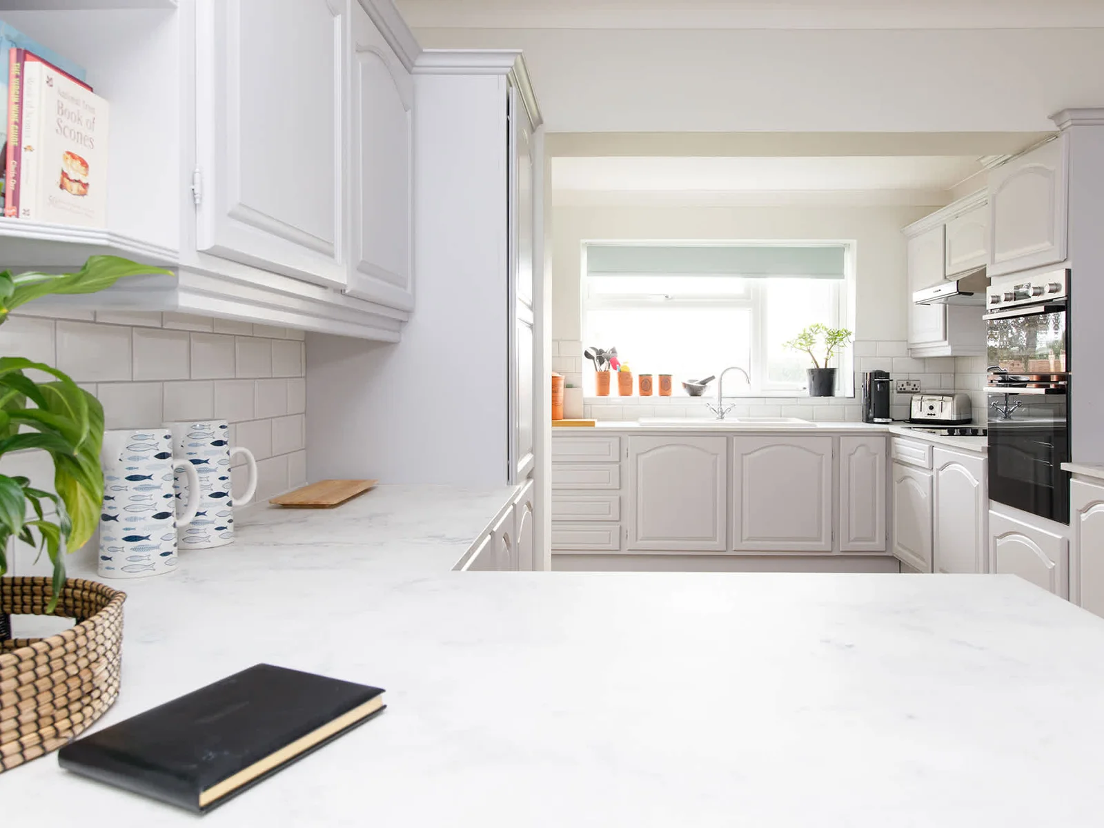 The spacious countertops are perfect for cooking, drinking, reading or writing.