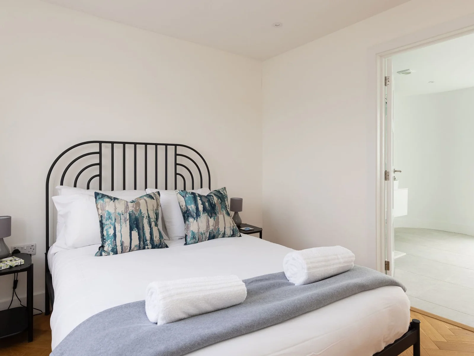 Soft coastal tones create a calm place to unwind