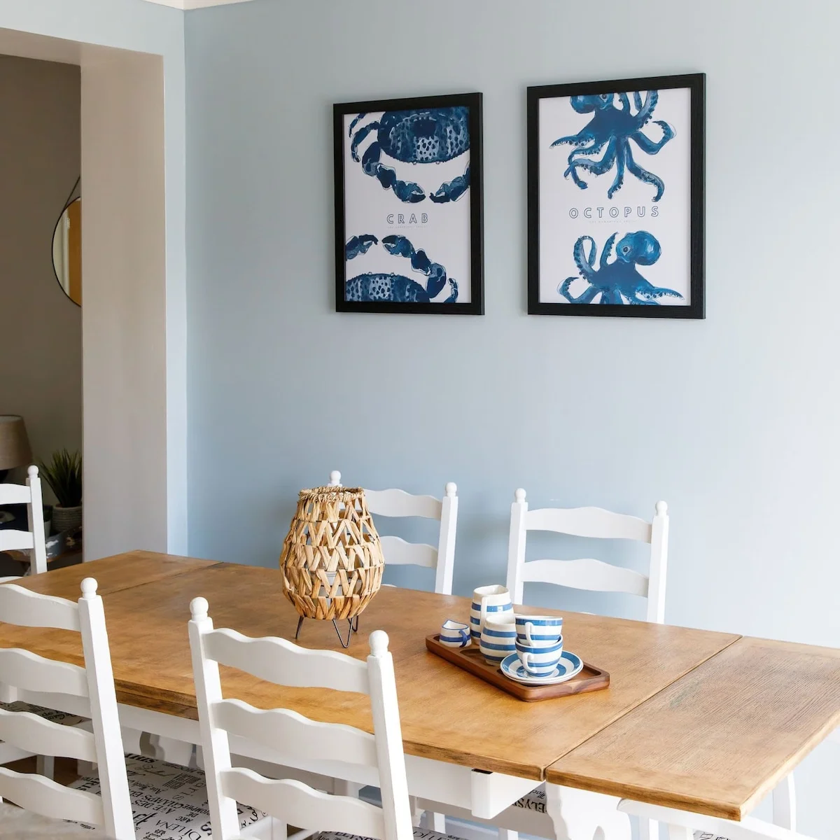The kitchen has dining space with a table and chairs to seat up to 6 people.