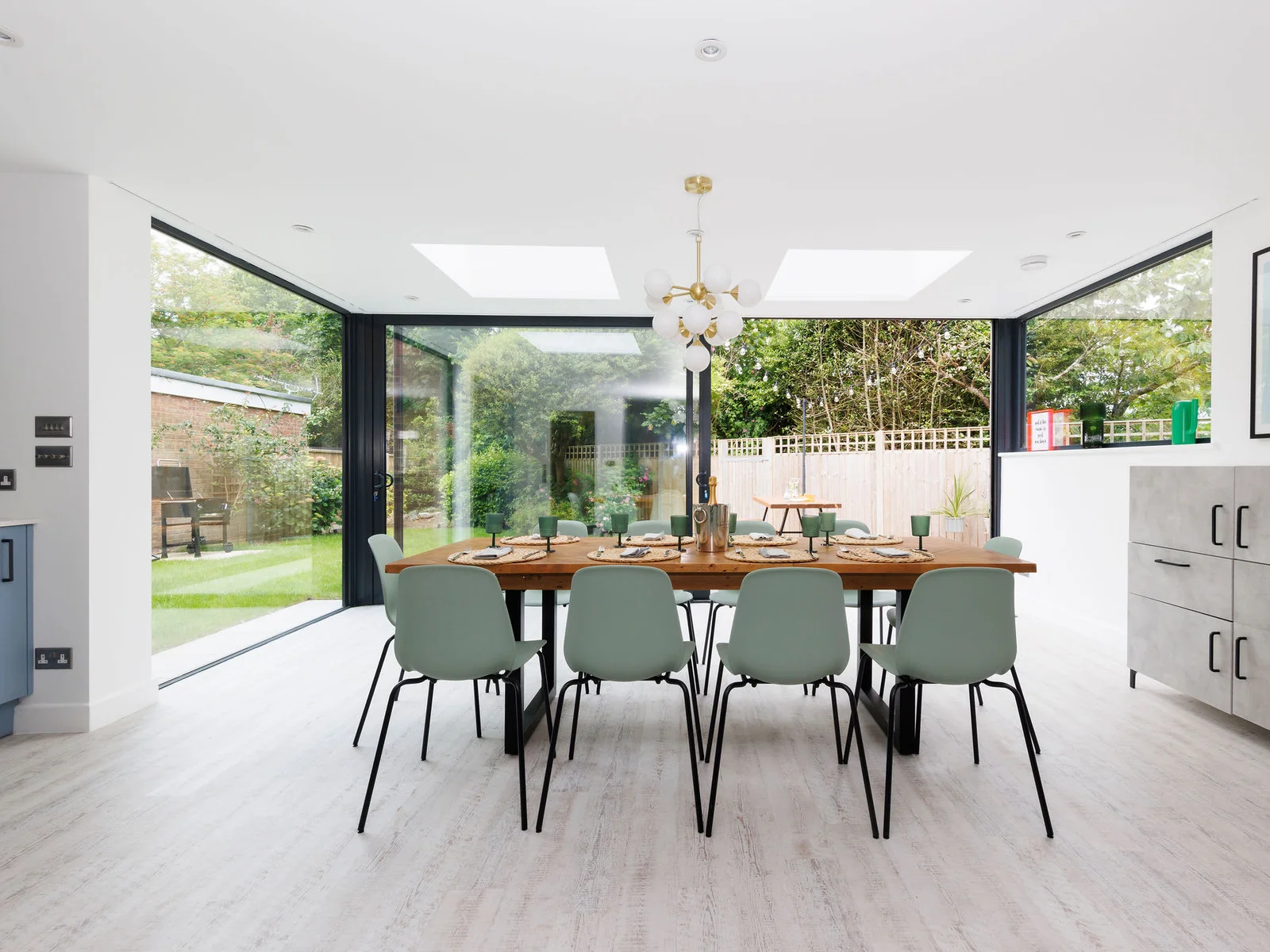 Spacious dining area with garden view