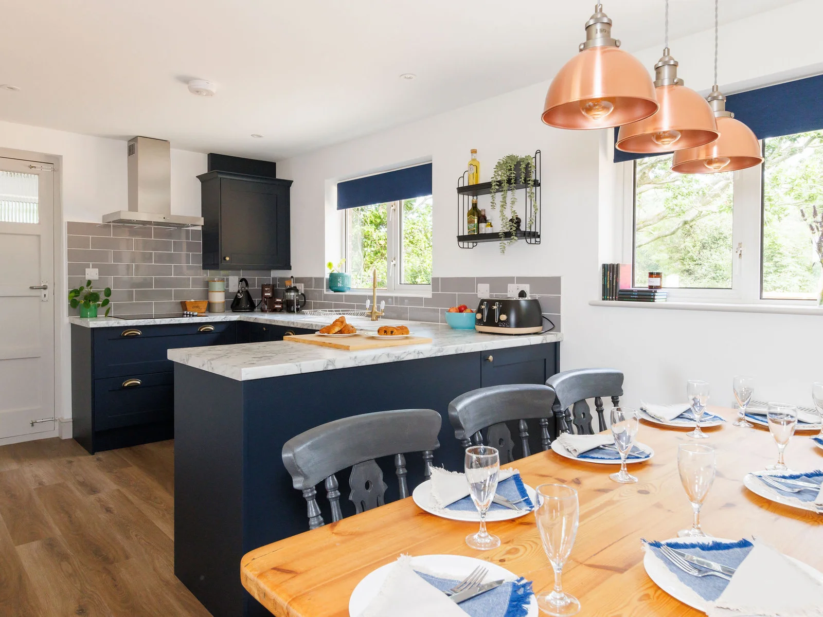 Cook up a feast in the fully equipped modern kitchen with countryside views.