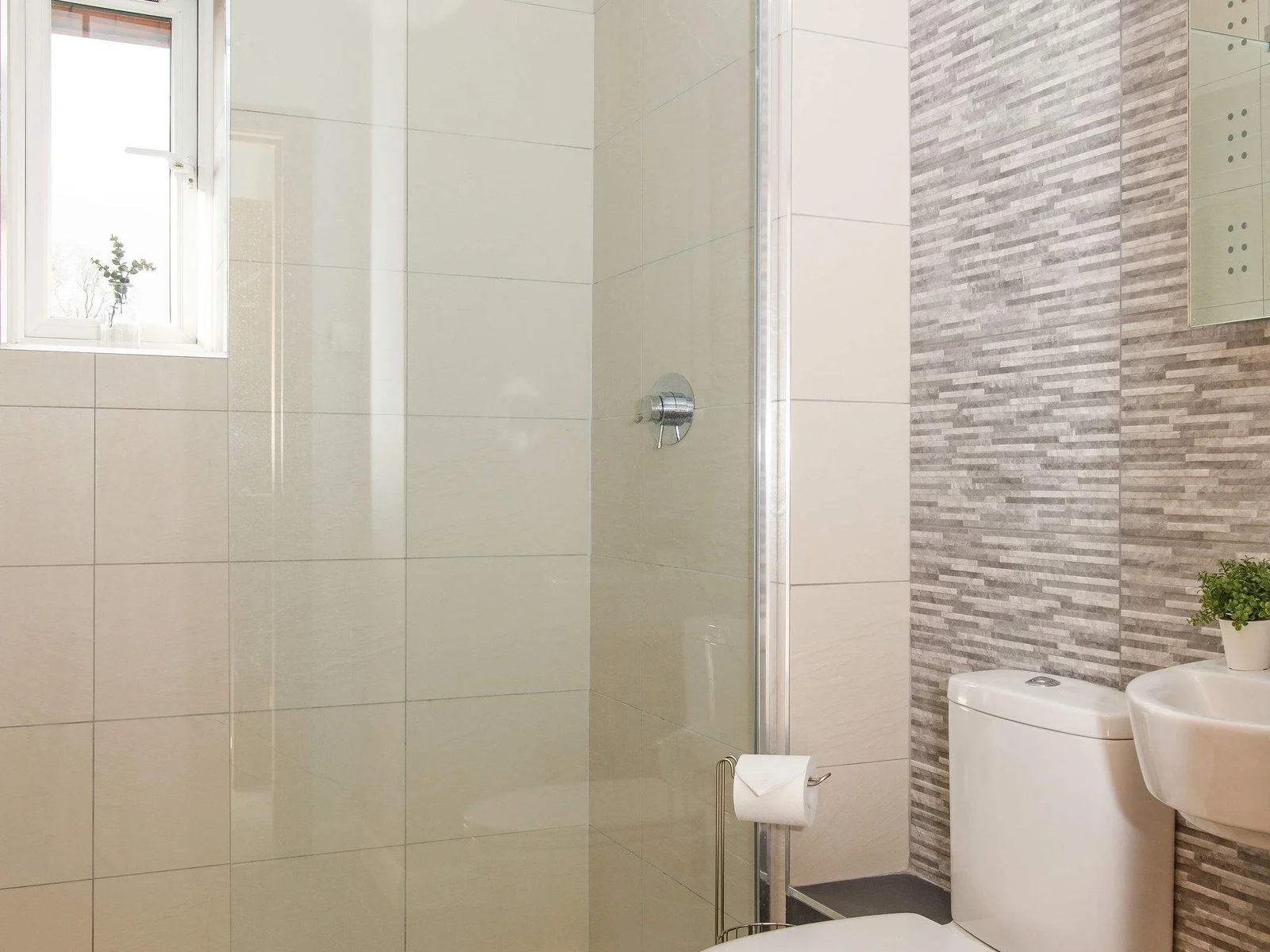 Master bedroom ensuite with walk in rainfall shower.