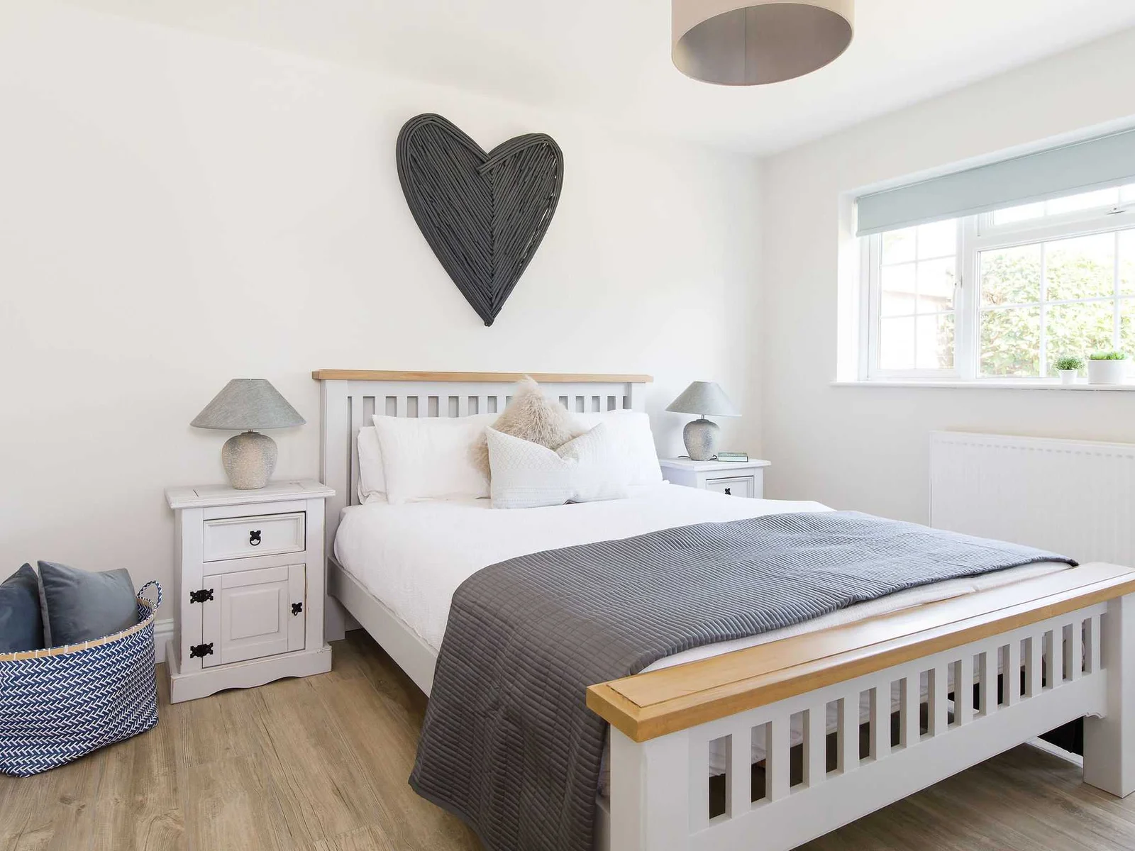 The beautifully decorated downstairs king bedroom.