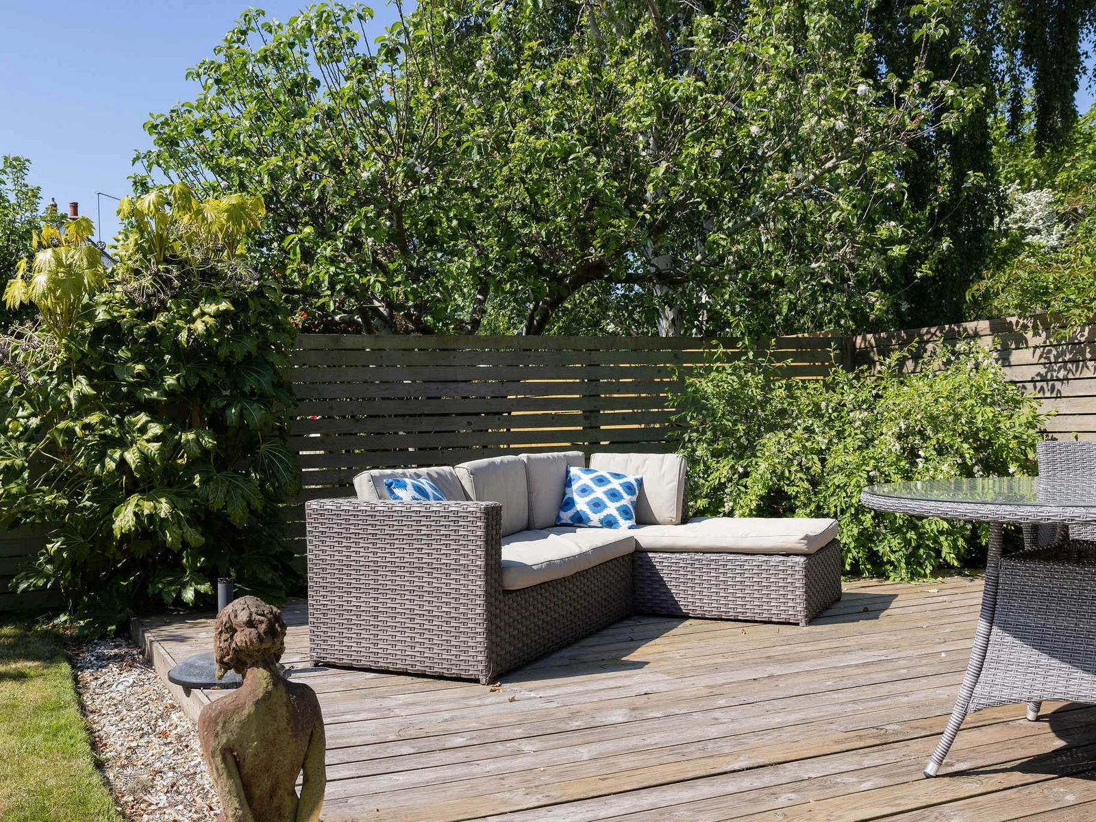 Perfect for lounging or entertaining, this outdoor space offers a relaxing retreat.