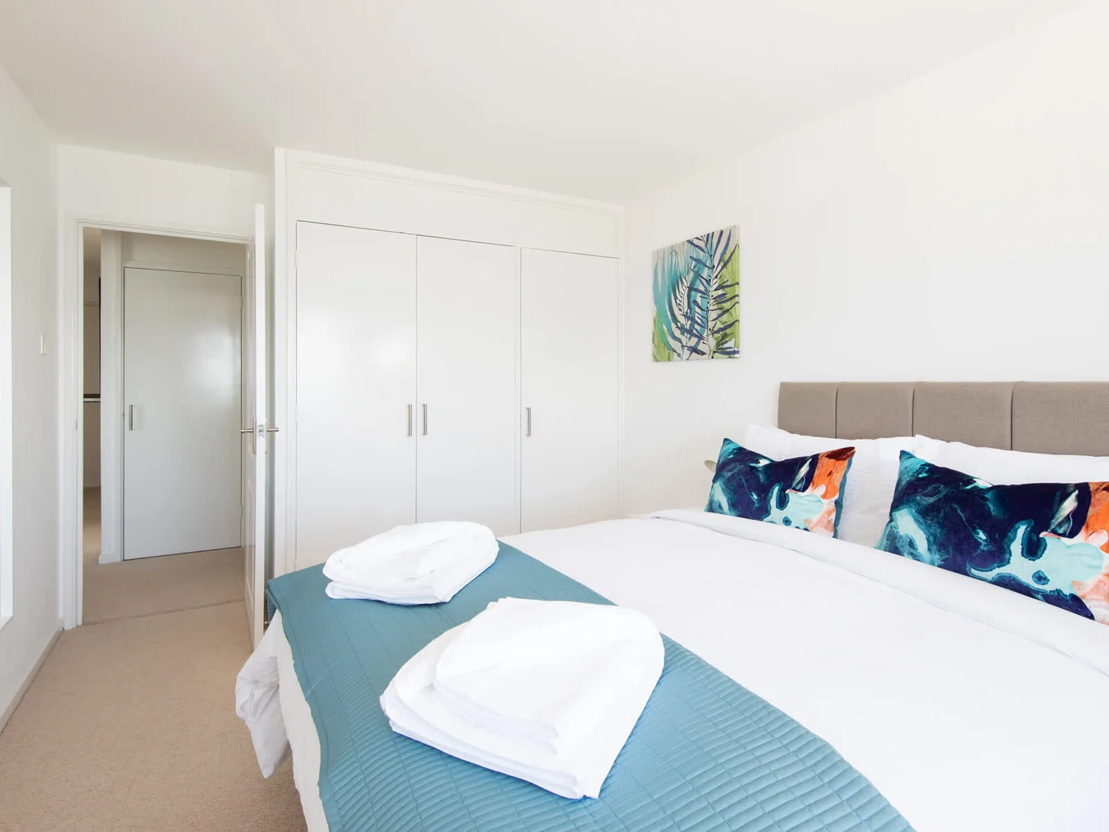 Both bedrooms feature spacious closets.
