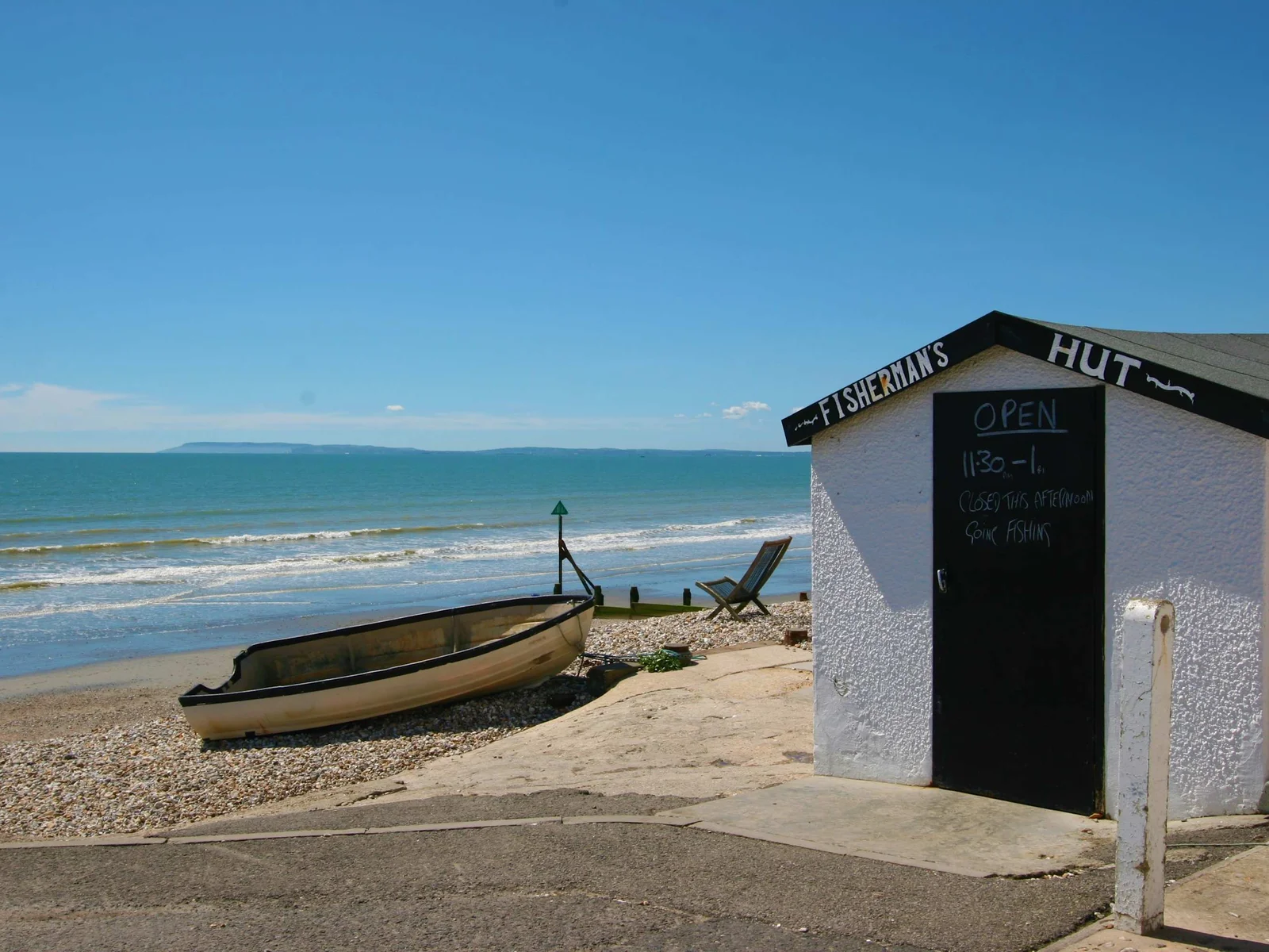 The Fishermans Hut on the promenade at East Wittering's beach selling freshly caught fish!