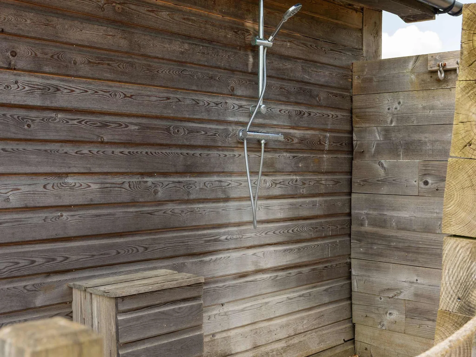 The outdoor shower is perfect for rinsing off after a surf or day at the beach.