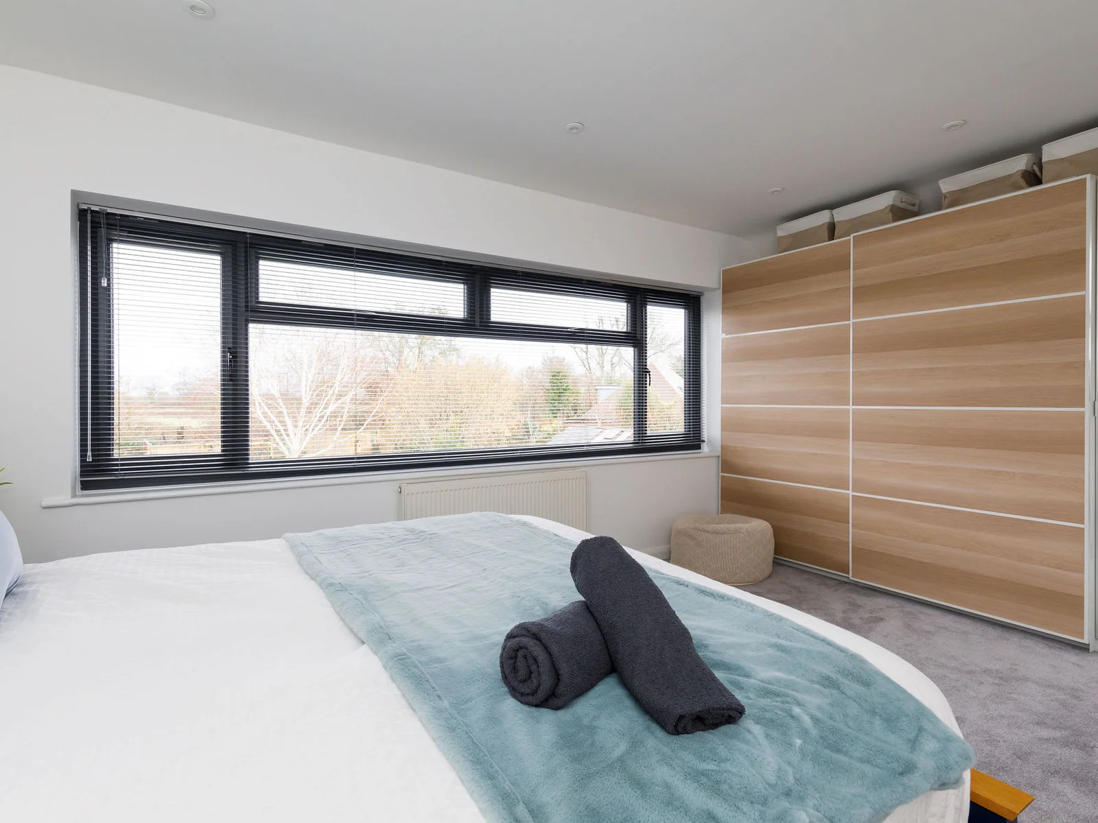 There is ample storage space in the built in wardrobes for all your personal belongings.