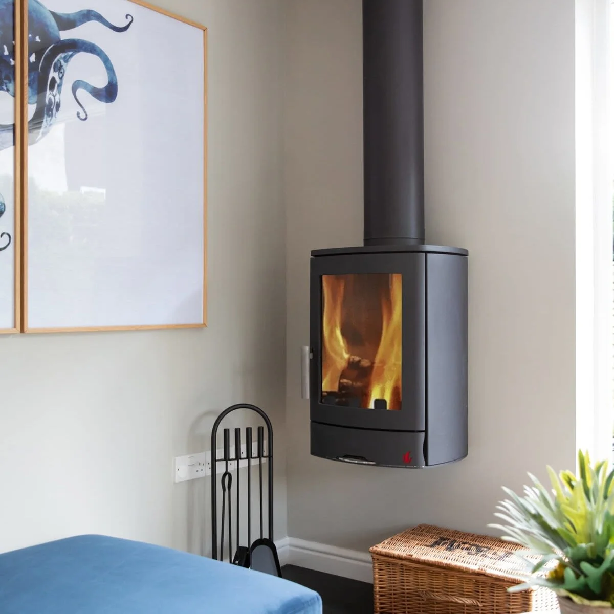 Warm up the atmosphere in the living area with the fireplace