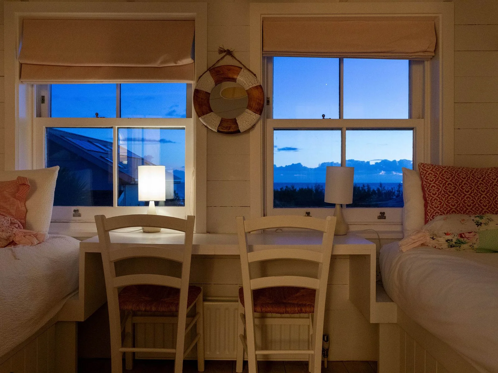 As night falls, get cosy indoors and fall asleep to the sound of waves.