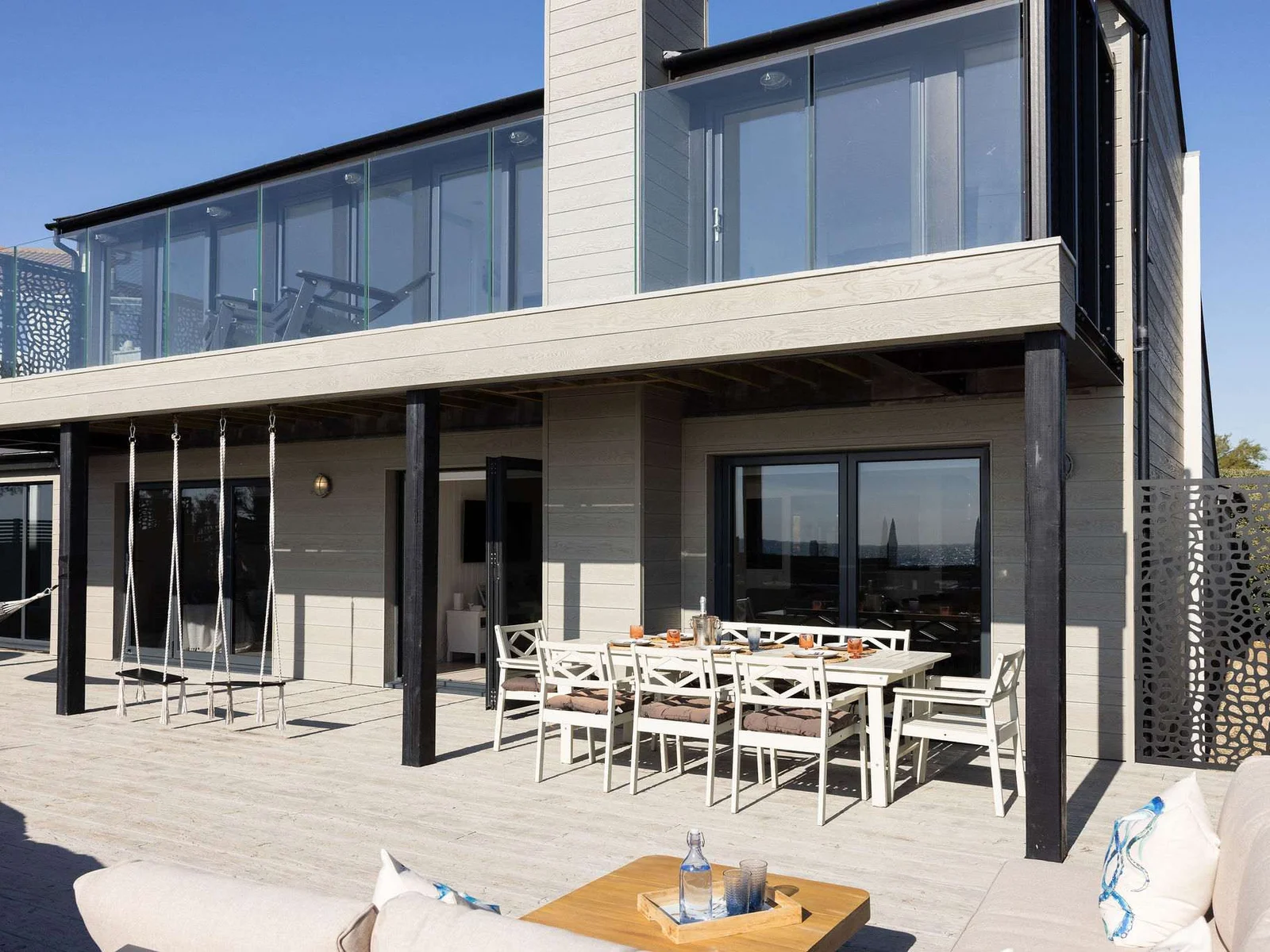 The seafront outdoor space has lots of seating for a morning coffee or alfresco dining.