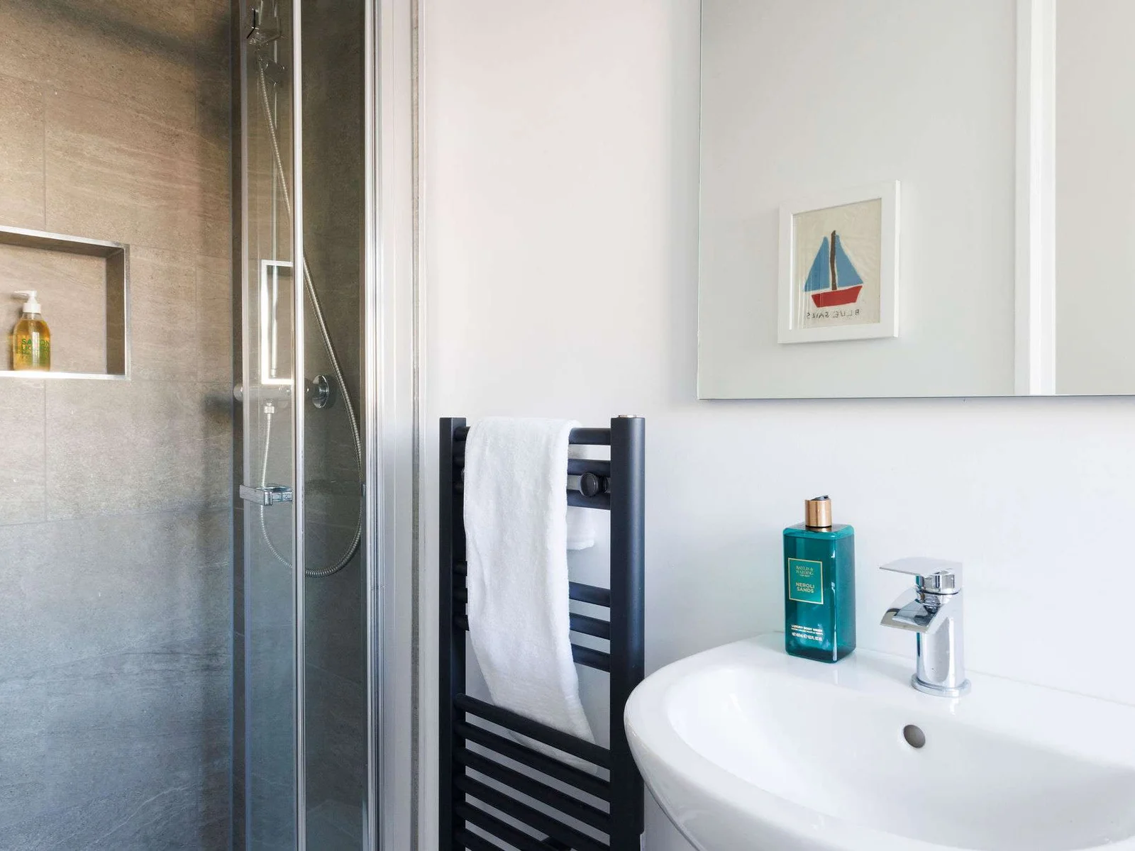 Private shower room with modern fixtures