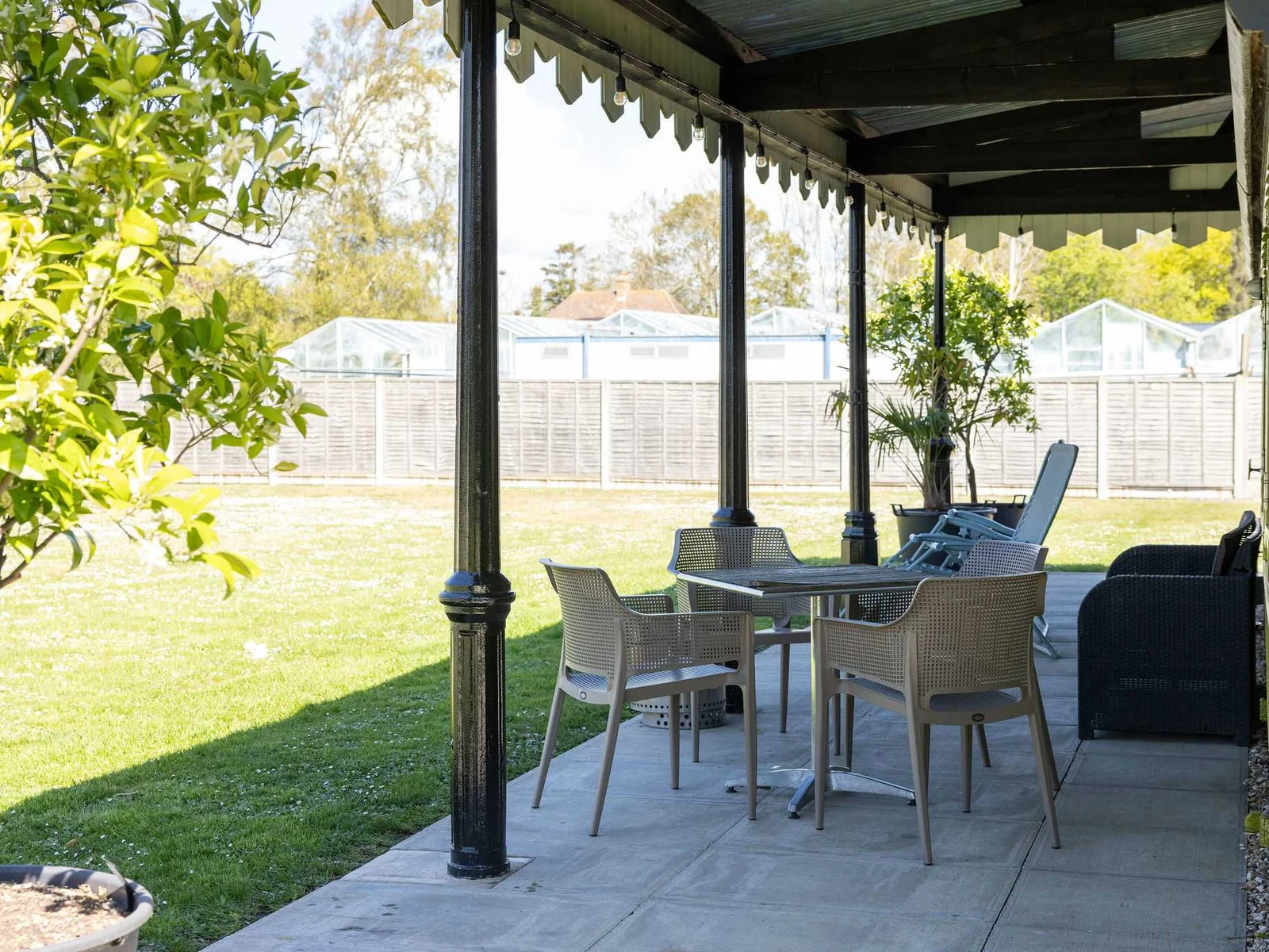 Take the weight off your feet on the 'platform' with a morning coffee or evening drink.