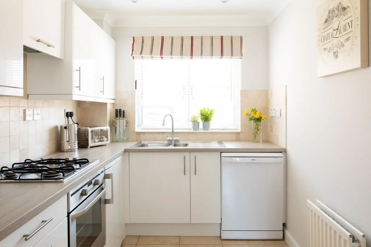 A bright space to make your morning coffee (Nespresso machine with several pods provided).