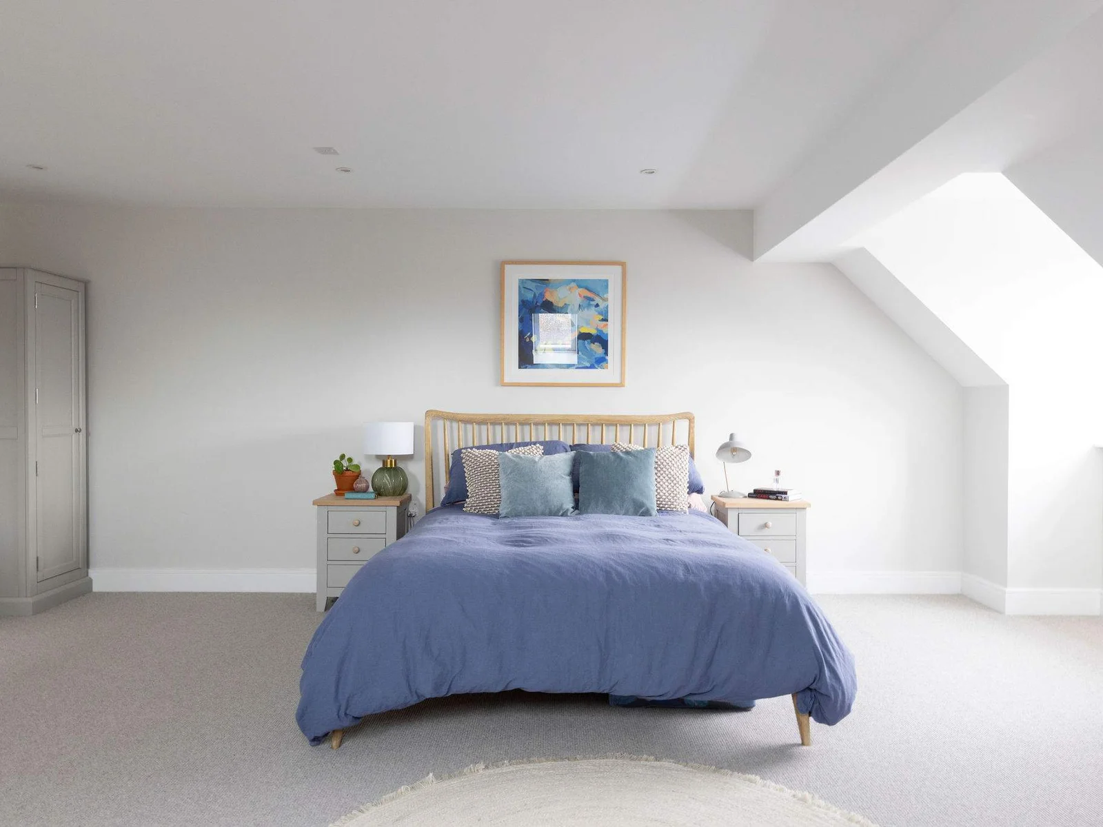 Head upstairs to the master bedroom.