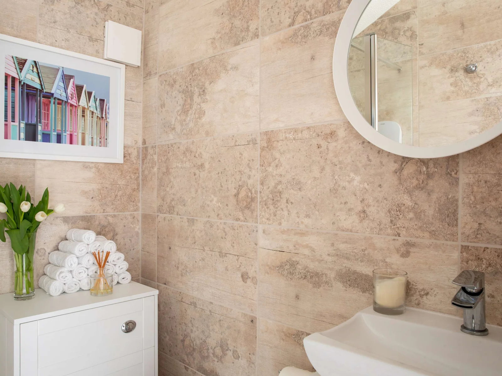 The family shower room serves the bunk and double room on the ground floor.