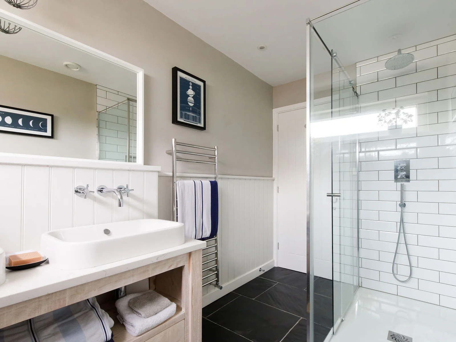 Walk in with ranifall shower