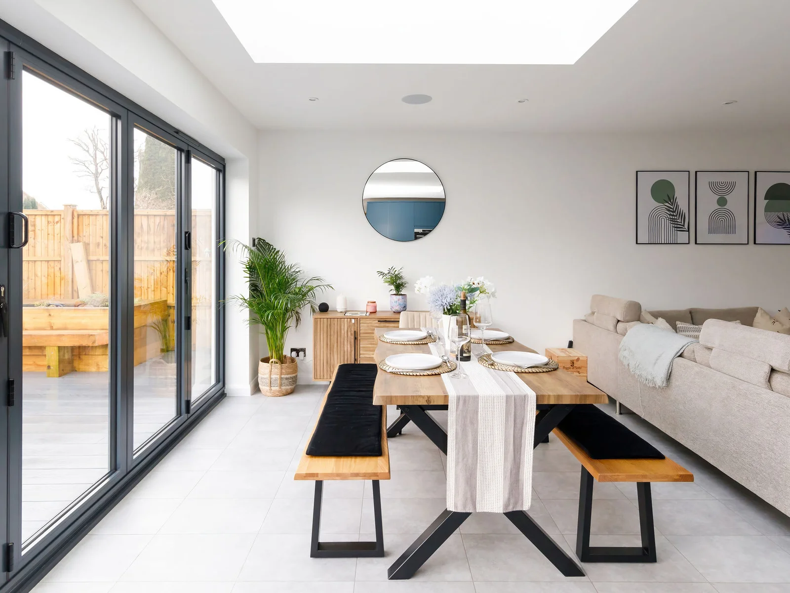 Open plan living with bi-fold doors to discover a wonderful outside area.