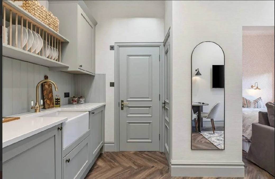 Modern kitchenette with elegant finishes.